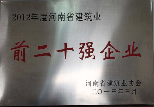 2012年度河南省建筑业前二十强企业 